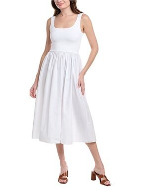 Theory White Scoop-Neck Midi Dress